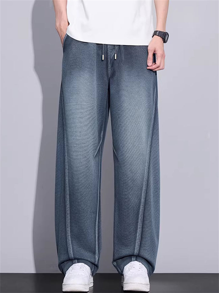 Men's Streetwear Stylish Wide Leg Baggy Washed Scimitar Jeans