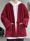 Retro Men's Solid Color Loose Corduroy Textured Pockets Jackets
