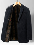 ‌Warm Thermal Lined Single Breasted Blazer Jackets for Mid-aged Men