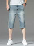 Mens Dark Indigo Below Knee Three Quarter Short Jeans