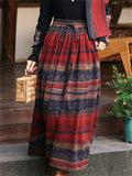Women's Ethnic Style Contrast Color High Rise Skirts