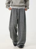 Men's Comfy Fleece Solid Color Striped Drape Wide Leg Pants