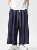 Men's Summer Japanese Style Wide Leg Drape Cropped Pants
