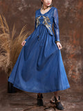 Summer Sleeveless Blue Denim Embroidery Suspender Dress
