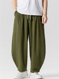 Men's Japanese Style Summer Solid Color Harem Cropped Pants