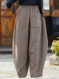 ‌Men's Autumn Casual Loose Fit Corduroy Pants with Drawstring and Pockets