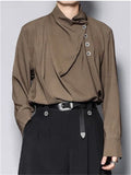 Japanese Style Solid Color Loose Pile Collar Long Sleeve Shirt
