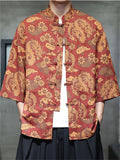 Men's Summer Casual Chinese Style Printed Half Sleeve TangSuit Shirt