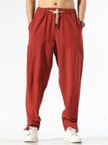 Men's Solid Color Hanzi Pattern Drawstring Jogger Pants