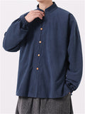 Chinese Style Retro Solid Color Corduroy Jacket for Men