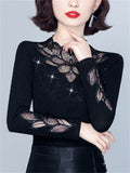 Women's Black Hollow Long Sleeve Undershirt