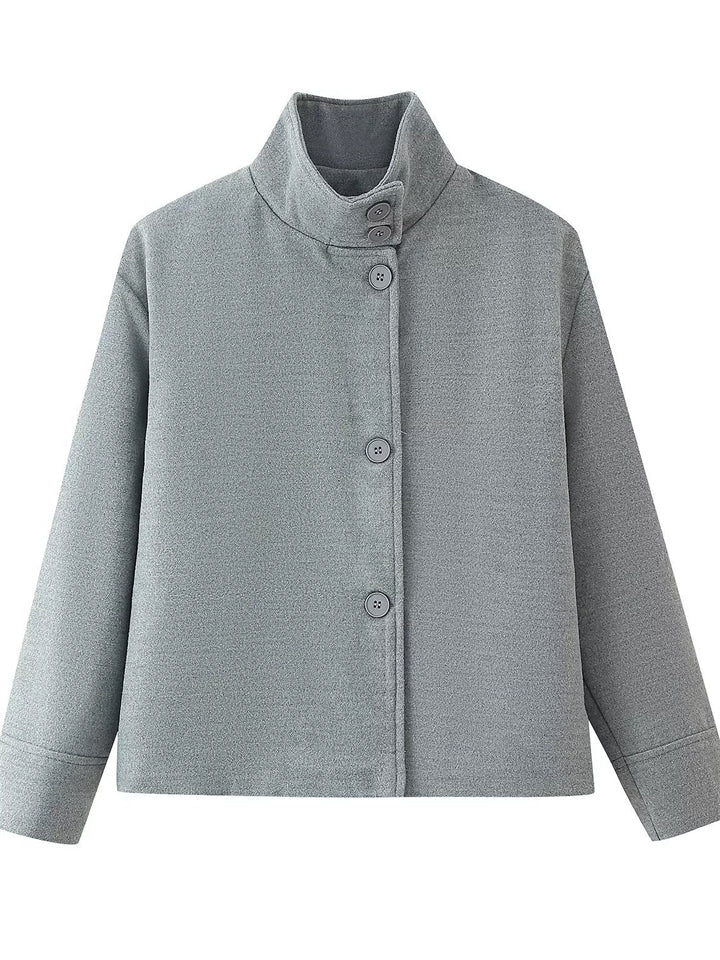 Women's Autumn Casual Solid Color Single Breasted Stand Collar Jackets