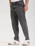 Men Vintage Wash Jeans Tapered Fit Straight Leg Denim Pants