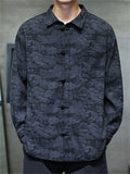 Chinese Style Landscape Pattern Mandarin Collar Jacket Casual Outerwear for Men
