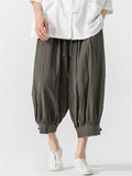 Men's Summer Casual Japanese Style Cotton Cropped Pants