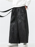 Men's Chinese Style Loong Jacquard Wide Leg Hanfu Mamian Pants