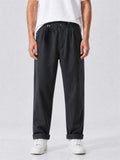 Men Autumn Japanese Style Belted Relaxed Fit Straight Leg Pants