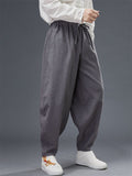 Casual Ramie Loose Elastic Waist Radish Pants for Men