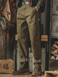 Men Vintage Straight Leg Cotton Twill Chino Work Pants