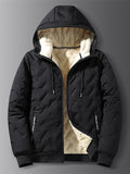 Men's Warm Zip Up Fleece Lined Hooded Jacket for Winter