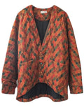 Women's Colorful Plaid V Neck Batwing Sleeve Cotton Padded Coat