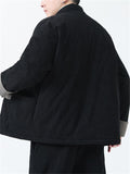 Male Unique Corduroy Contrast Color Long Sleeve Coats
