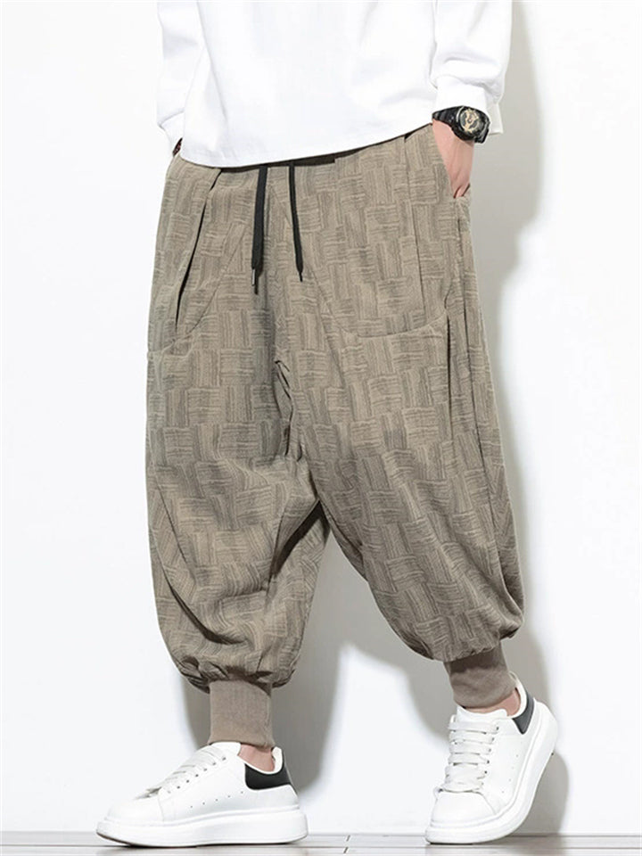 Men's Autumn Casual Geometric Texture Wide Leg Jogger Pants