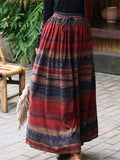 Women's Ethnic Style Contrast Color High Rise Skirts