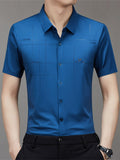 Men's Summer Print Seamless Button Up Lapel Short Sleeve Shirts