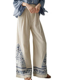 Women's Retro Ethnic Style Printed Loose High Waist Wide Leg Pants