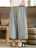 Men's Loose Fit Chinese Style Linen Blend Wide Leg Capri Pants
