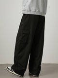 Autumn Pleated Loose Fit Pocket Drawstring Men Casual Cargo Pants