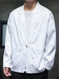 Men's Chinese Style Dragon Jacquard Lace-up Cardigan Outwear