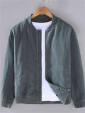Casual Ramine Solid Color Baseball Collar Jacket for Men