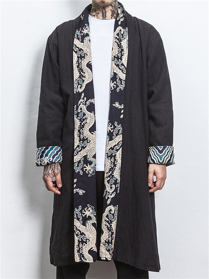 Men's Casual Chinese Ethnic Style Print Cardigan Jacket