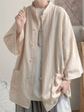 Chinese Style Loose Casual Summer Half Sleeve Shirts for Men