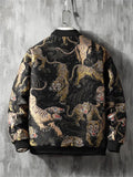 Men's Casual Embroidery Stand collar Long Sleeve Jacket