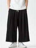 Men's Summer Japanese Style Wide Leg Drape Cropped Pants