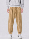 Men Japanese Style Drawstring Loose Fit Corduroy Pants