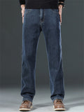 Mens Summer Regular Fit Straight Leg Stretch Denim Jeans