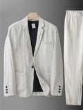 Men's 2Pcs Summer Single Breasted Pocket Lapel Solid Color Outfits