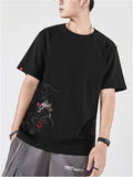 Men Cotton Phoenix Embroidery Vogue Half Sleeve Shirts