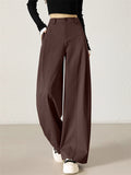 Women's High Waist Casual Loose Fit Pleated Wide Leg Pants