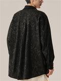 Casual Comfy Plants Print Long Sleeve Stand Collar Shirts For  Men