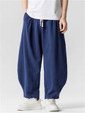 Men's Japanese Style Summer Solid Color Harem Cropped Pants