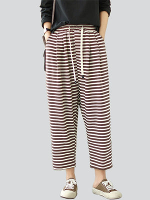 Women's Trendy Loose All Match Striped Casual Pants