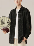 Casual Comfy Plants Print Long Sleeve Stand Collar Shirts For  Men