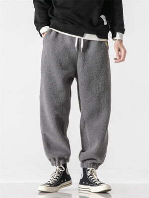 Men's Winter Trend Large Size Faux Woollen Sweatpants