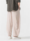 Men's Simple Chinese Style Solid Color Cotton Wide Leg Straight Pants