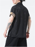 Men's Chinese-style Stand Collar Short Sleeve Jacquard Shirt
